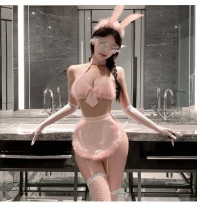 FEE ET MOI - Kawaii Bunny Maid Lingerie Set With Stocking (Pink - White)